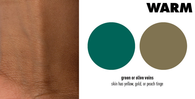 تناژ رنگی گرم (افرادی دارای رگ‌های سبز و زیتونی) - پیدا کردن تناژ پوستی